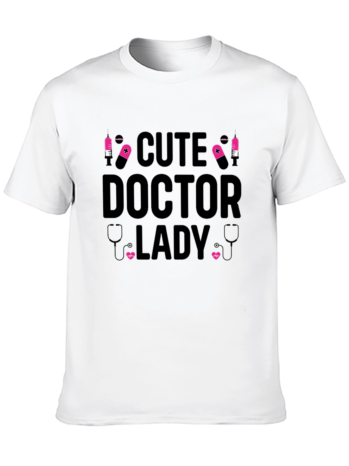 Cute Doctor Lady Black T-Shirt