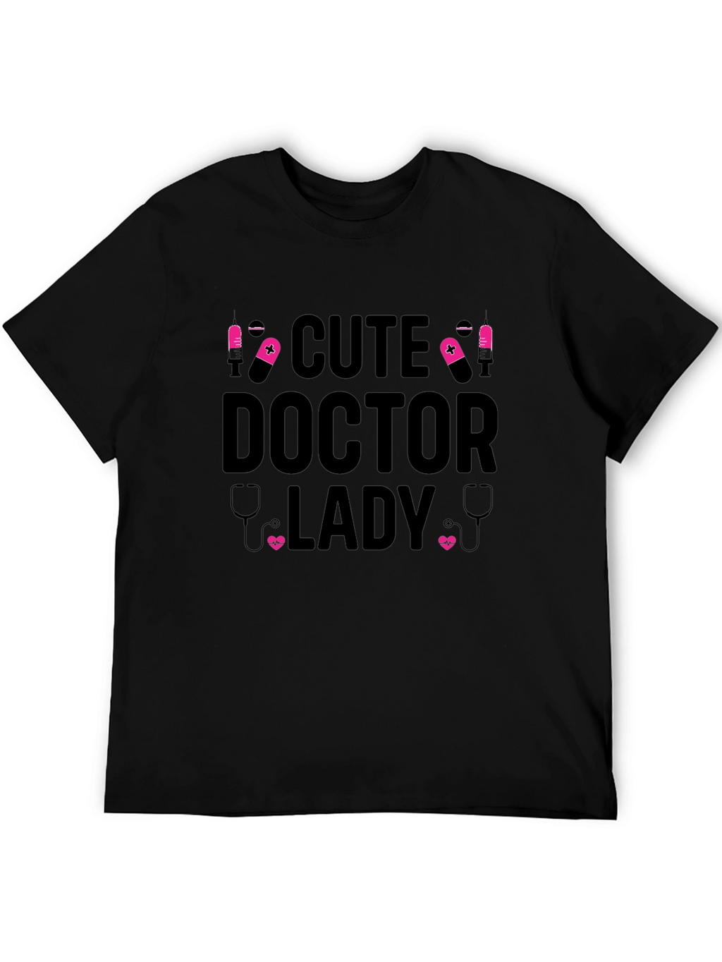 Cute Doctor Lady Black T-Shirt