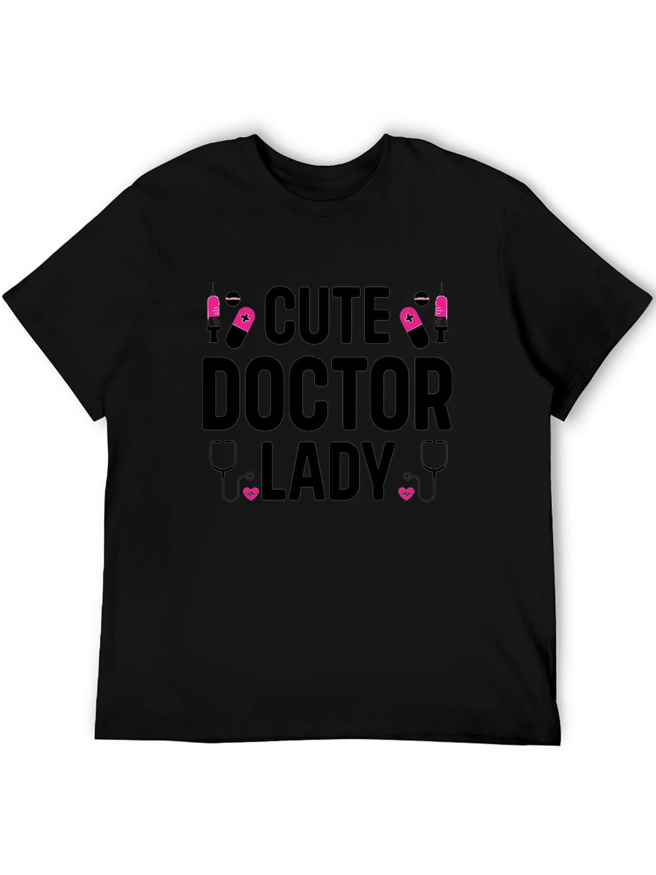 Cute Doctor Lady Black T-Shirt