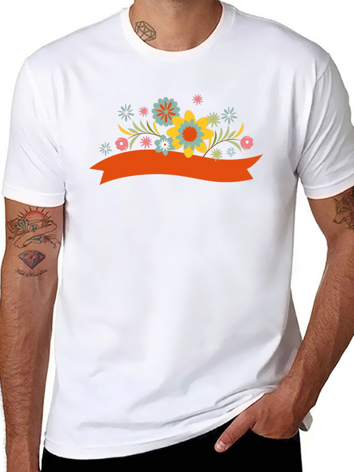 Floral Banner Graphic Tee - Stylish Casual Wear