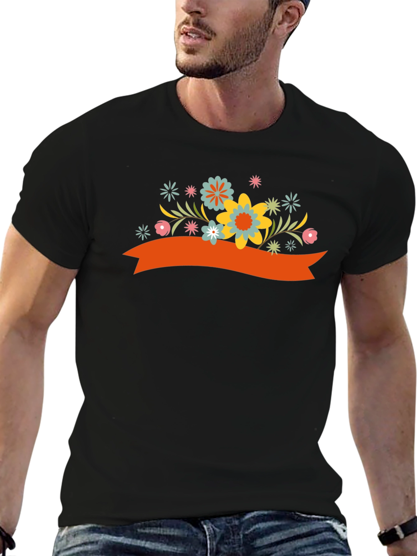 Floral Banner Graphic Tee - Stylish Casual Wear
