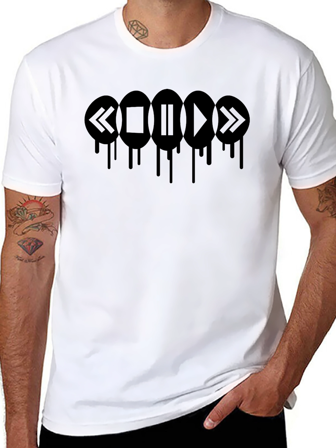 Dripping Media Player Black T-Shirt