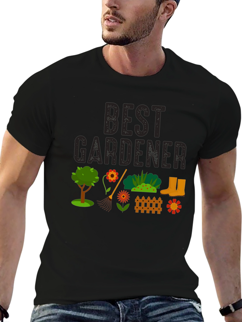 Best Gardener Black Graphic T-Shirt