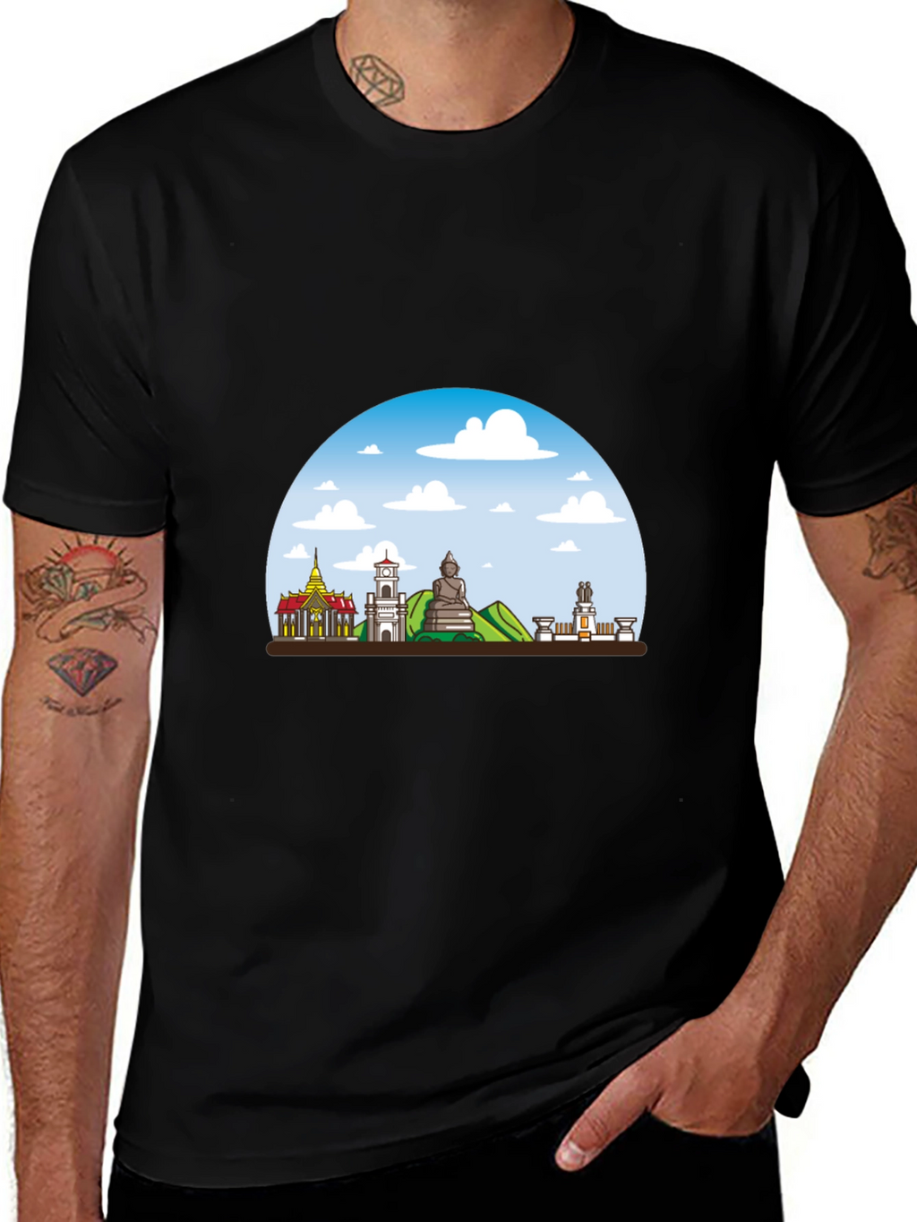 Chiang Mai Thailand T-Shirt Black Crew Neck Graphic Tee