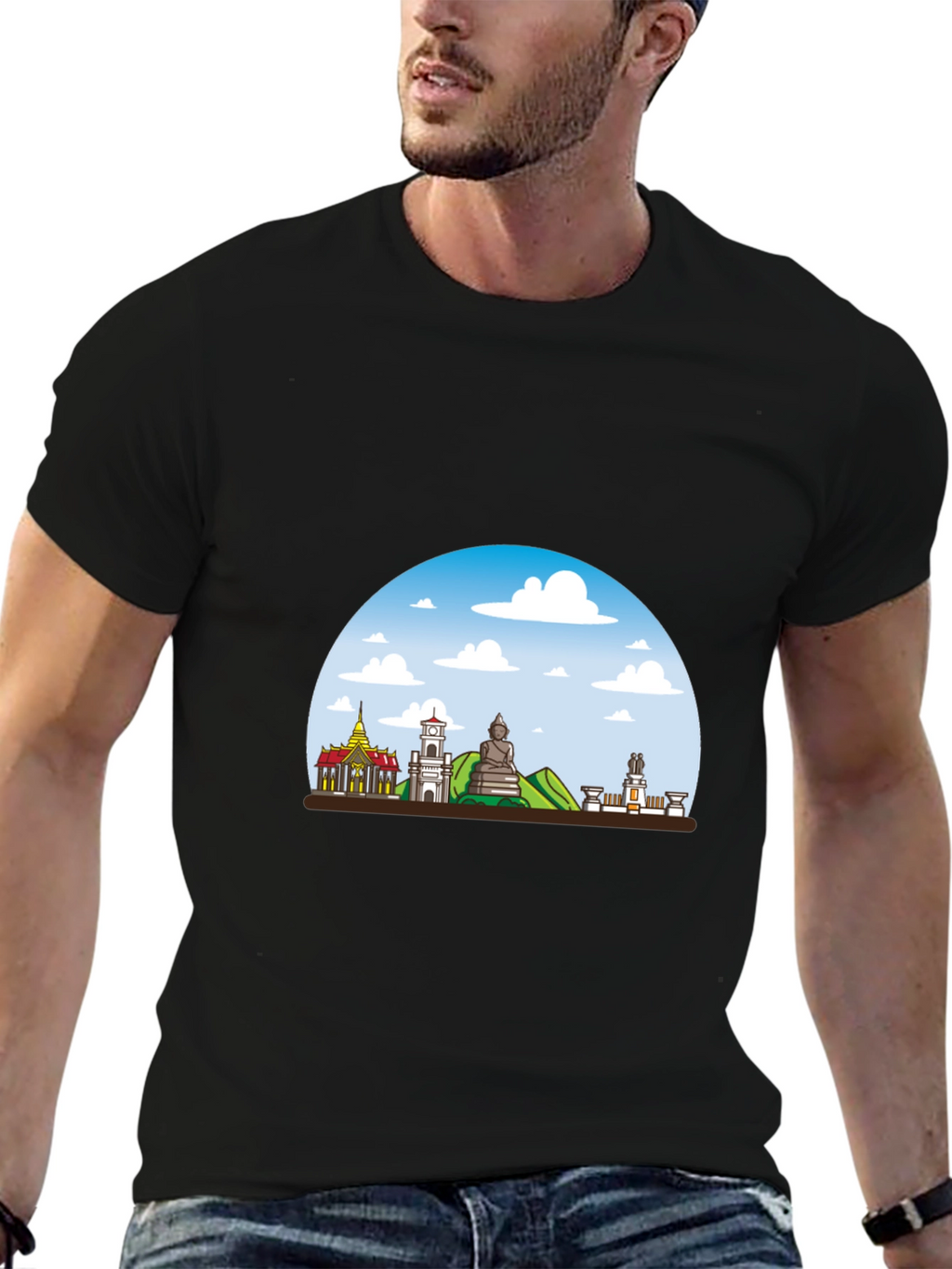 Chiang Mai Thailand T-Shirt Black Crew Neck Graphic Tee