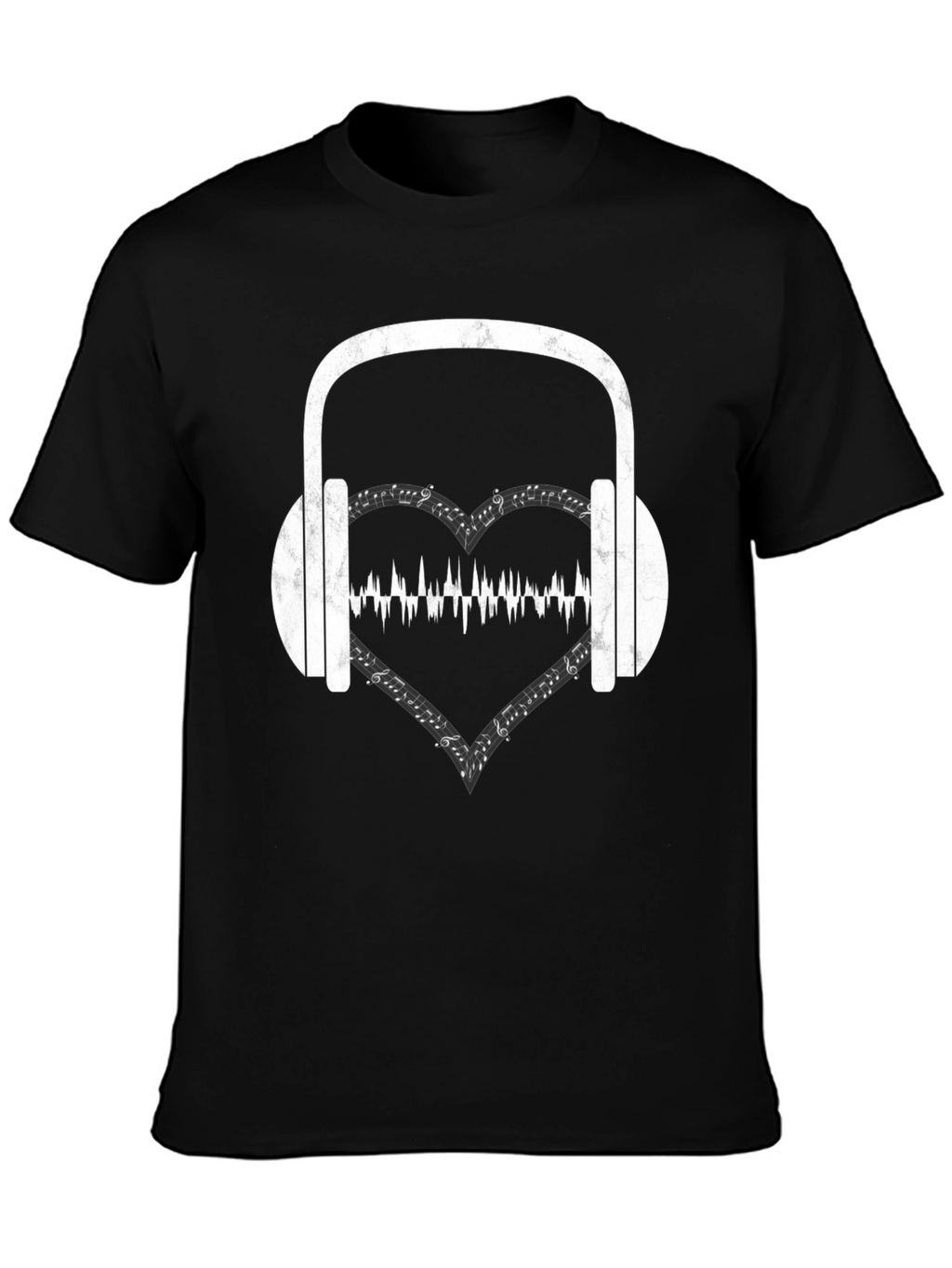 Music Lover T-Shirt - Headphones & Heartbeat Design