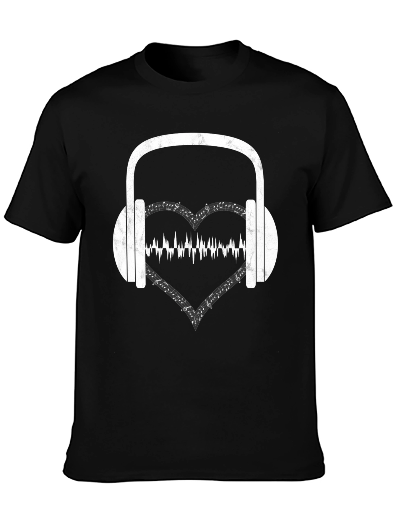 Music Lover T-Shirt - Headphones & Heartbeat Design
