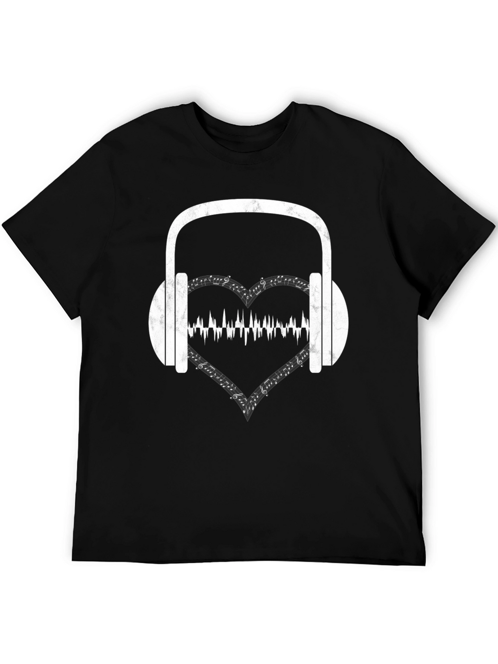 Music Lover T-Shirt - Headphones & Heartbeat Design