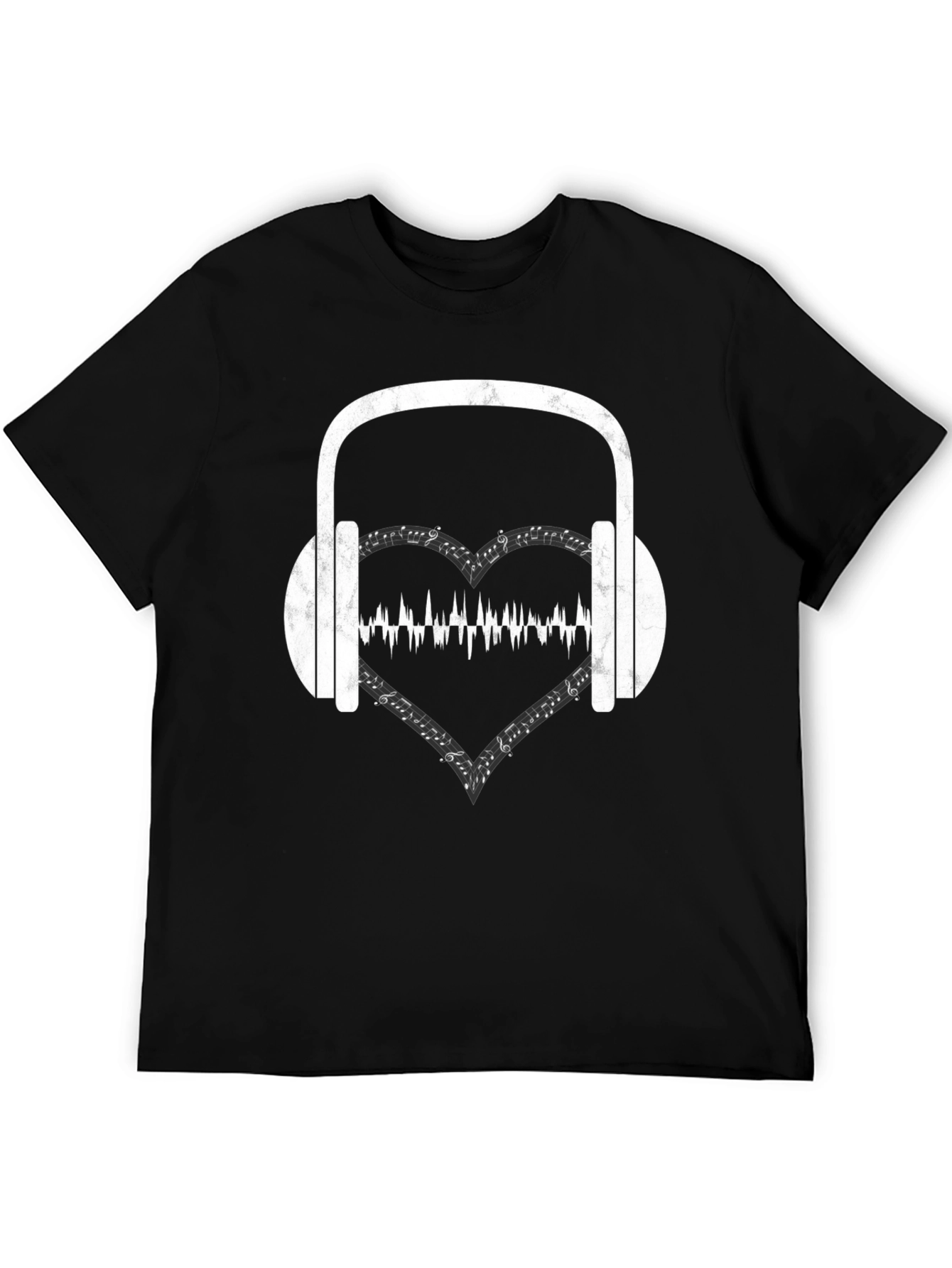 Music Lover T-Shirt - Headphones & Heartbeat Design