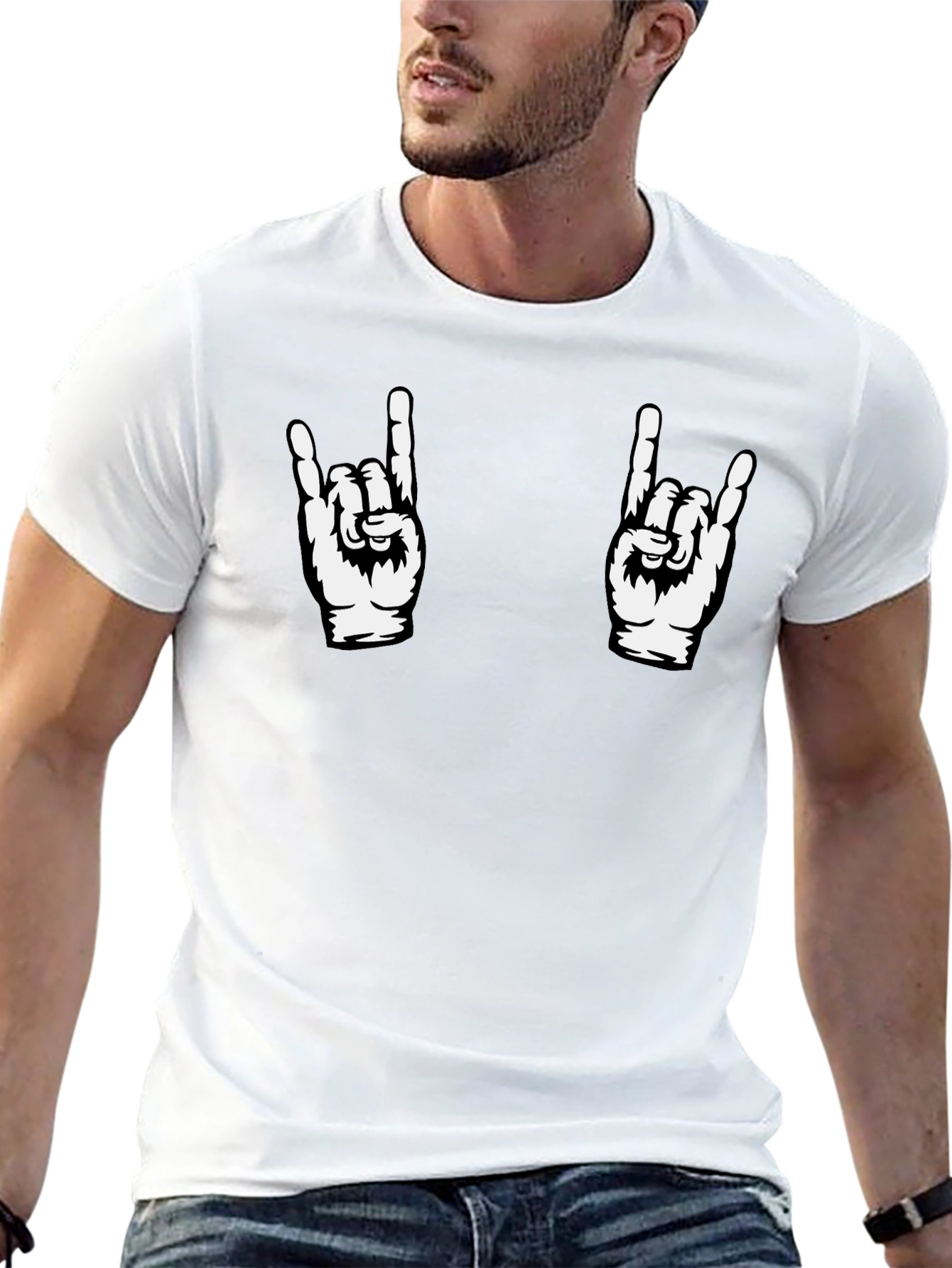 Rock On Graphic Tee - Black Cotton T-Shirt