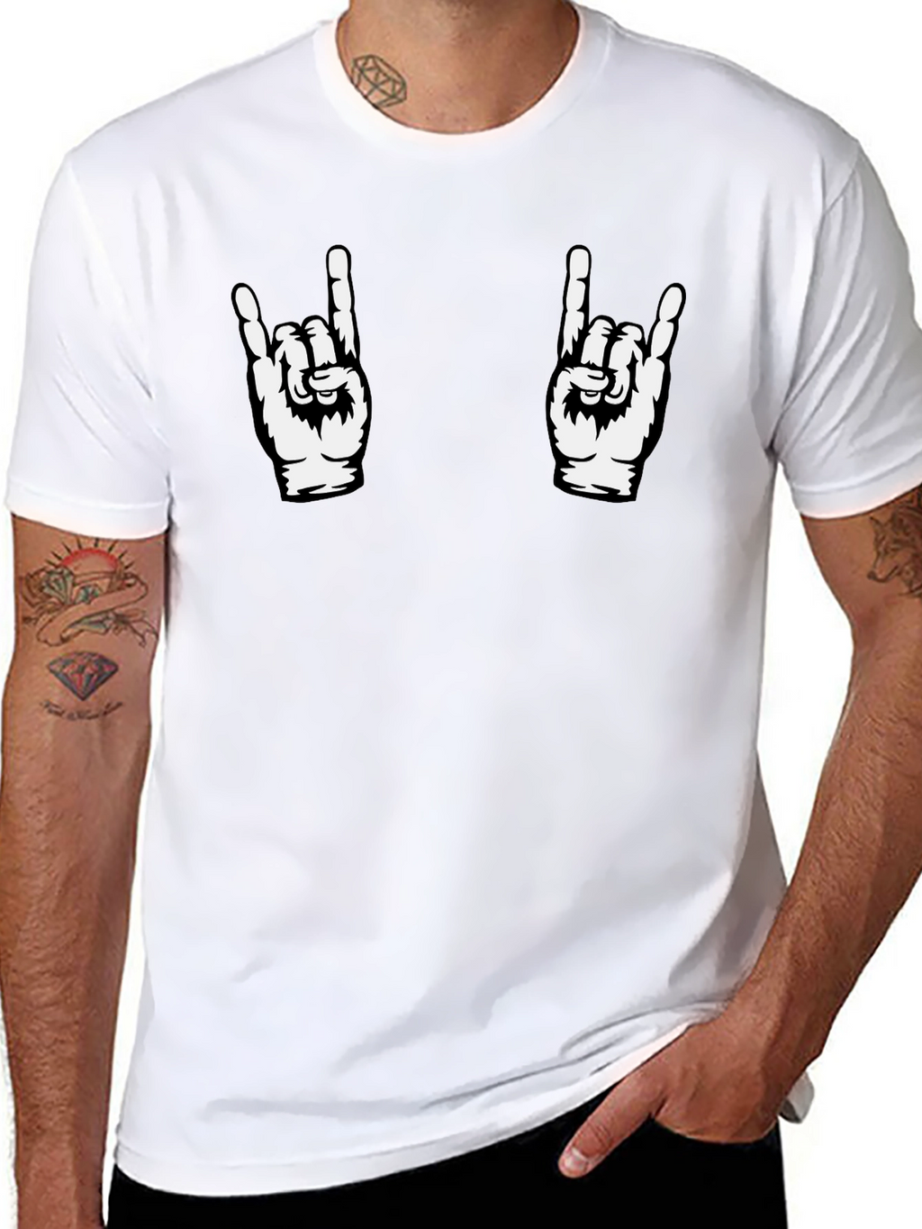 Rock On Graphic Tee - Black Cotton T-Shirt