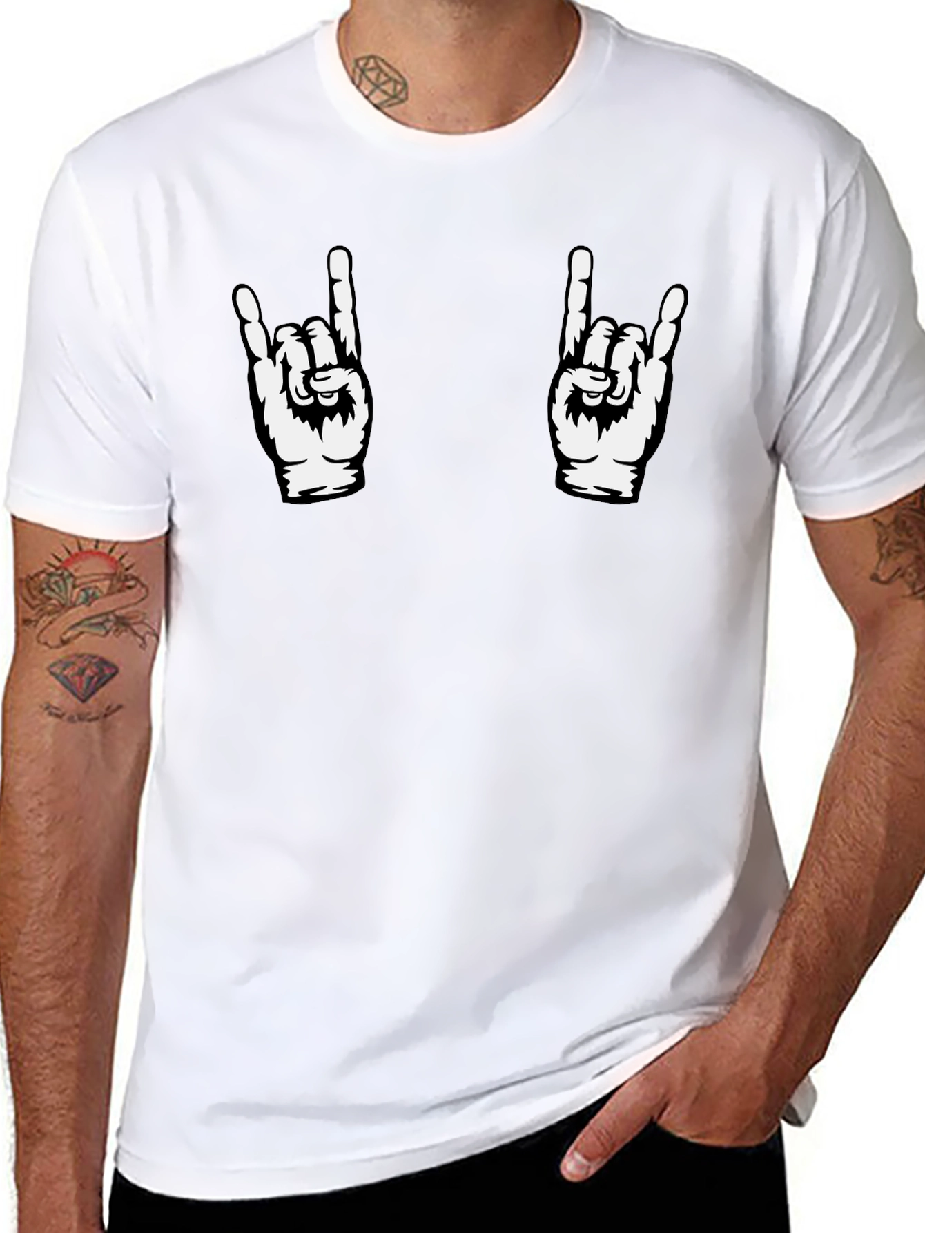 Rock On Graphic Tee - Black Cotton T-Shirt