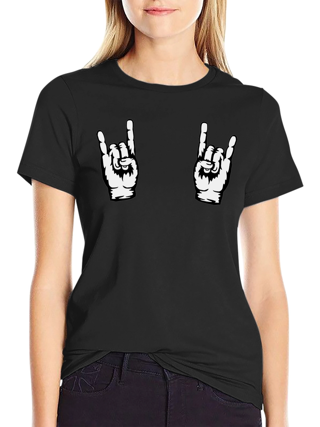 Rock On Graphic Tee - Black Cotton T-Shirt
