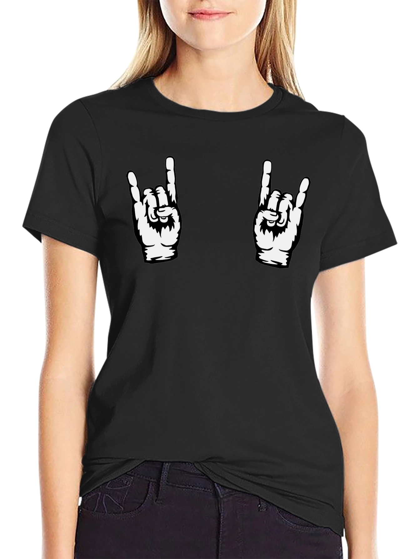 Rock On Graphic Tee - Black Cotton T-Shirt