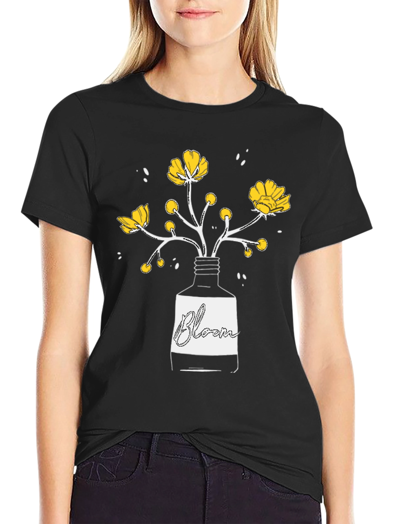 Bloom Graphic T-Shirt - Black Cotton Tee