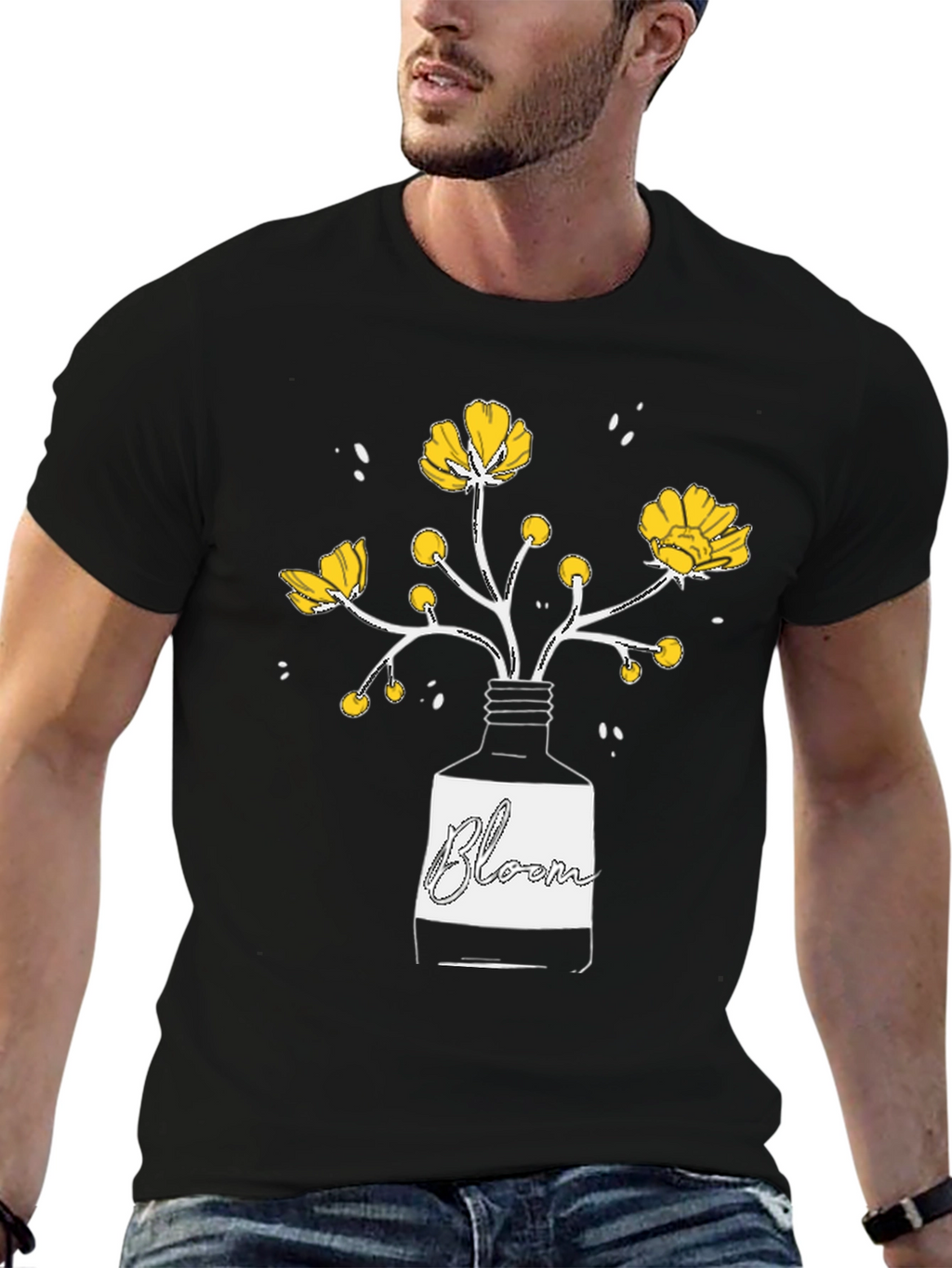 Bloom Graphic T-Shirt - Black Cotton Tee