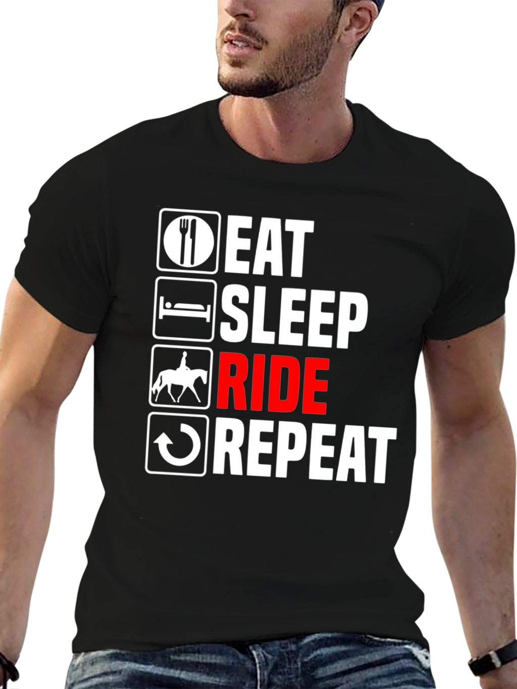 Eat Sleep Ride Repeat T-Shirt - Equestrian Life Tee
