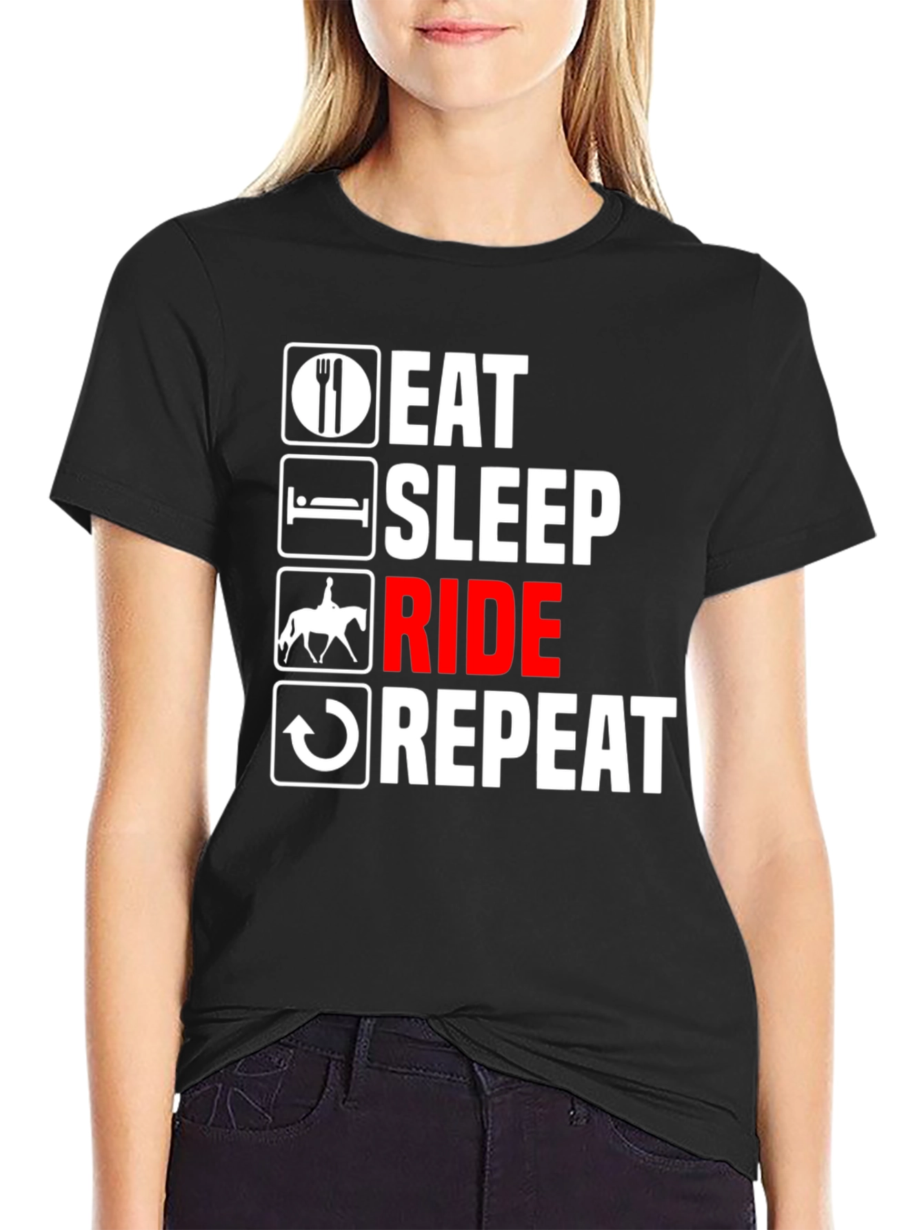 Eat Sleep Ride Repeat T-Shirt - Equestrian Life Tee