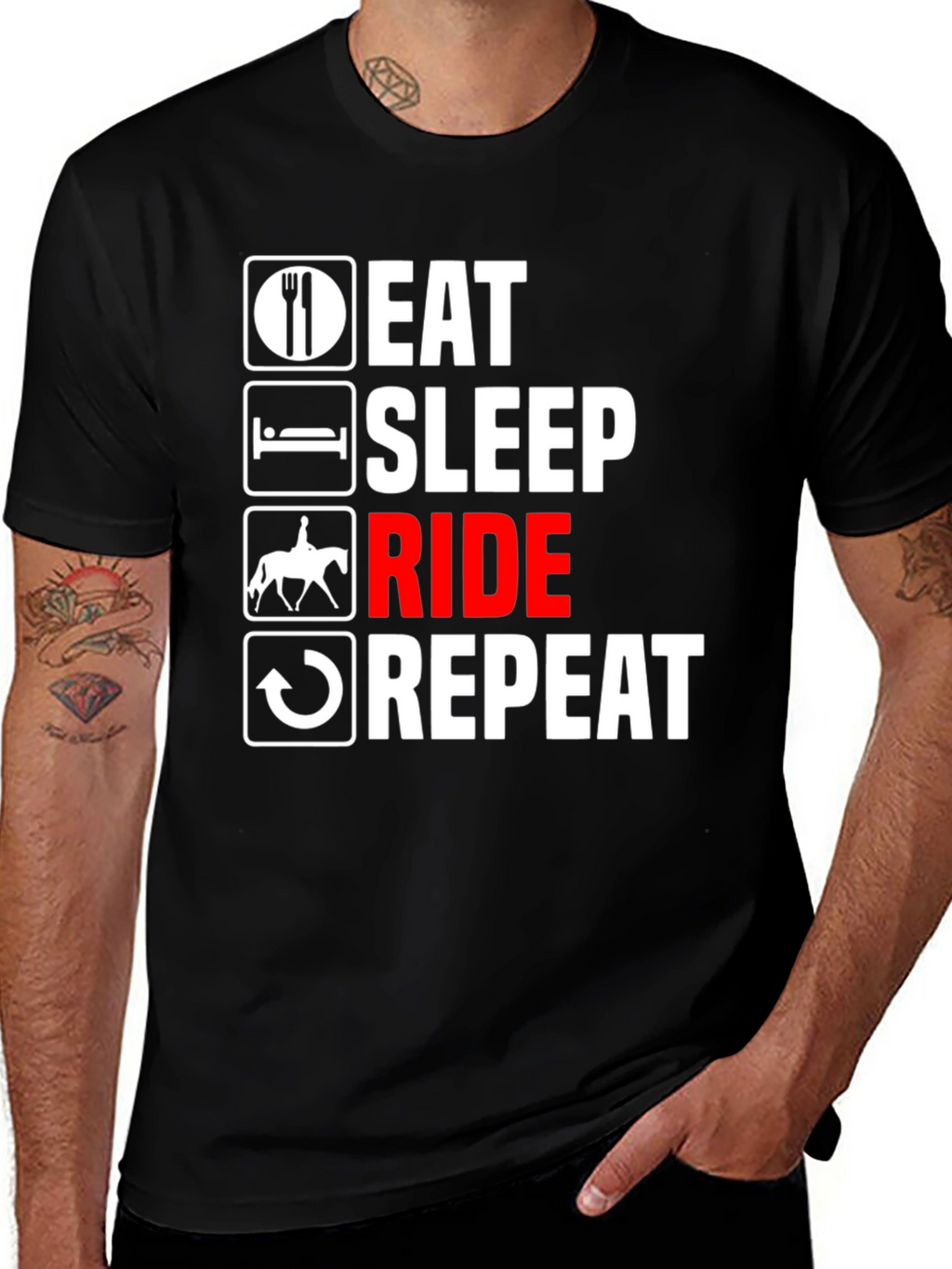 Eat Sleep Ride Repeat T-Shirt - Equestrian Life Tee