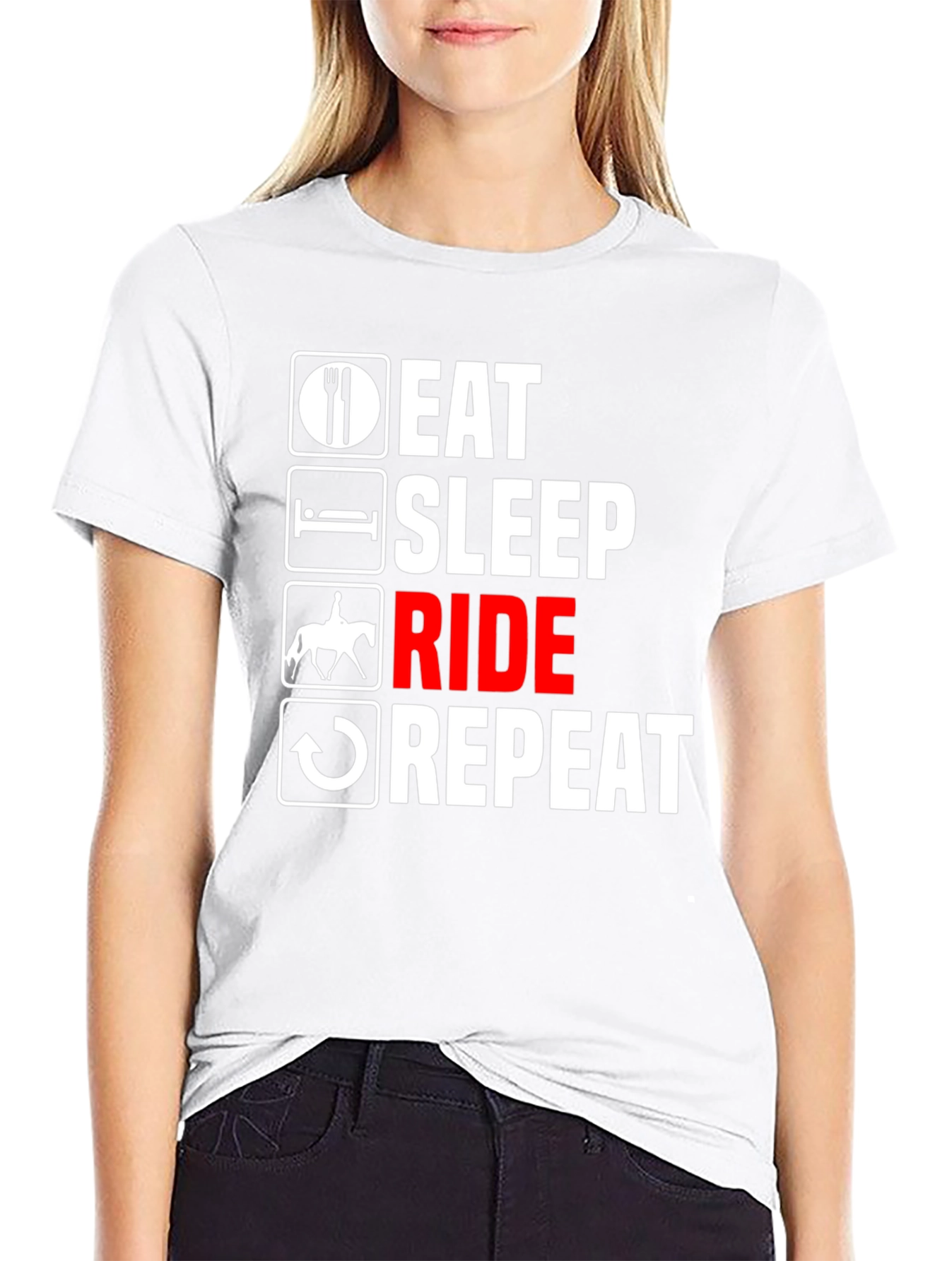 Eat Sleep Ride Repeat T-Shirt - Equestrian Life Tee