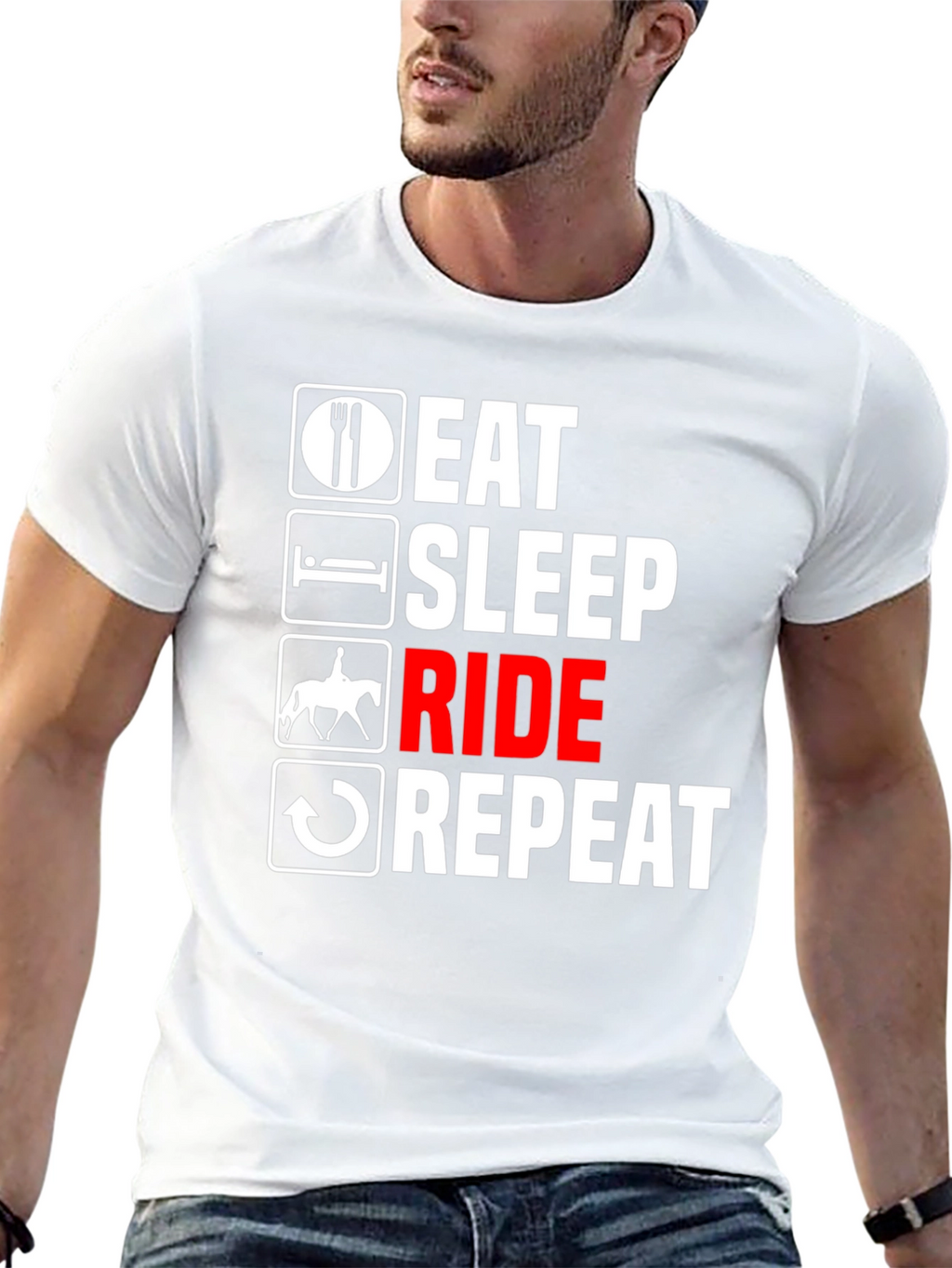 Eat Sleep Ride Repeat T-Shirt - Equestrian Life Tee