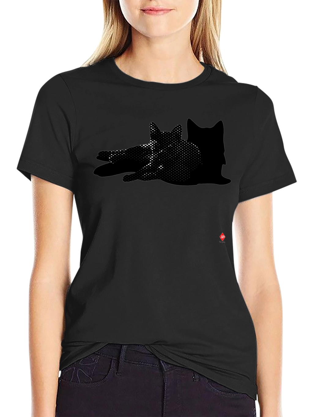 Shadow Cat Graphic Black T-Shirt