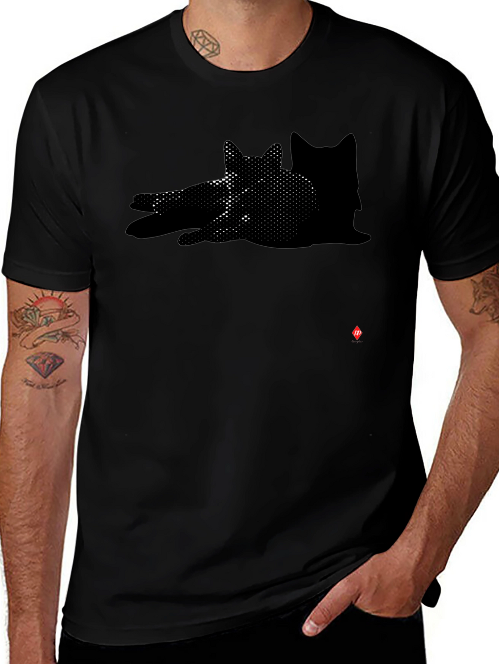 Shadow Cat Graphic Black T-Shirt