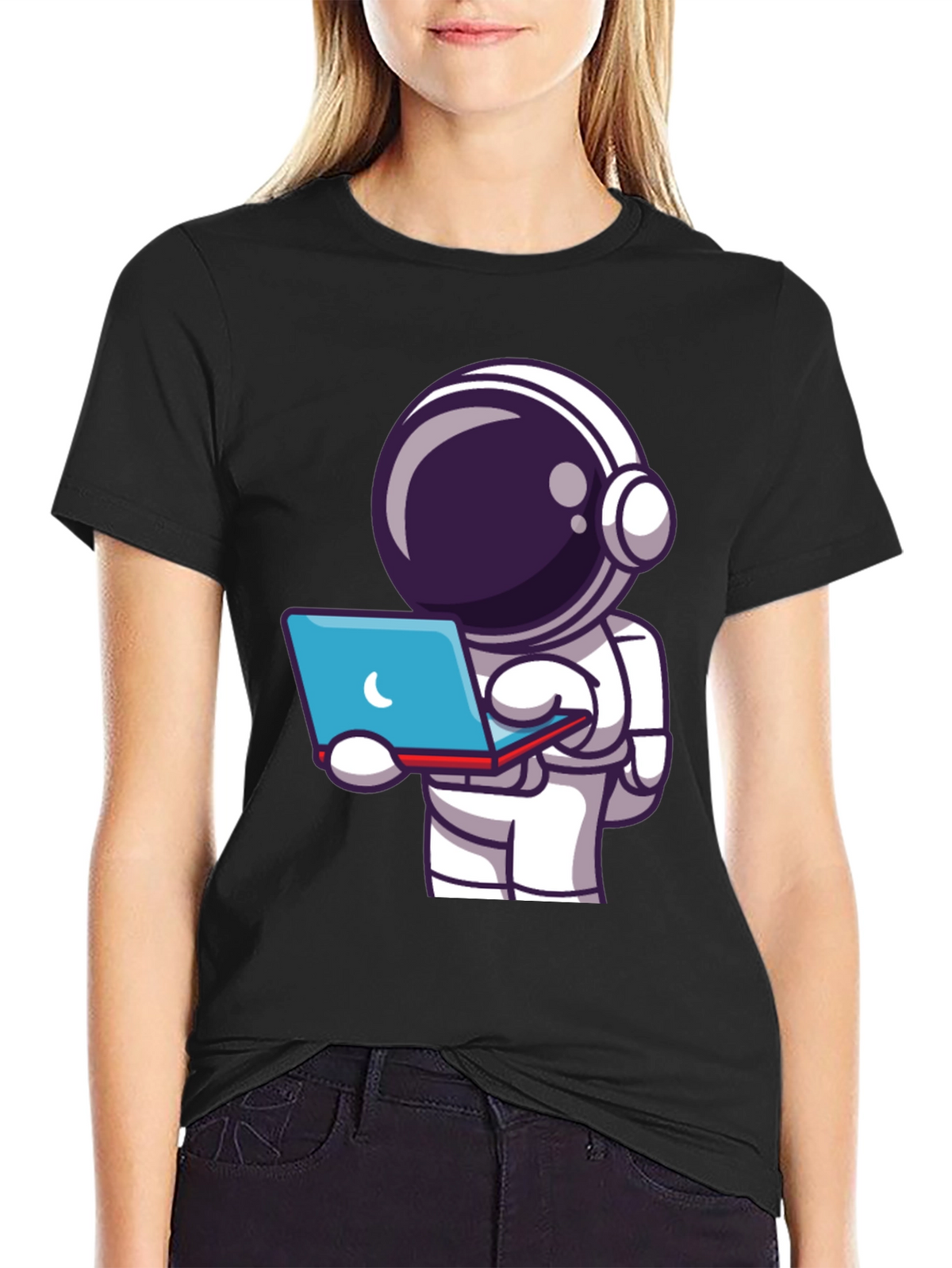 Astronaut Laptop T-Shirt - Space Explorer Tee