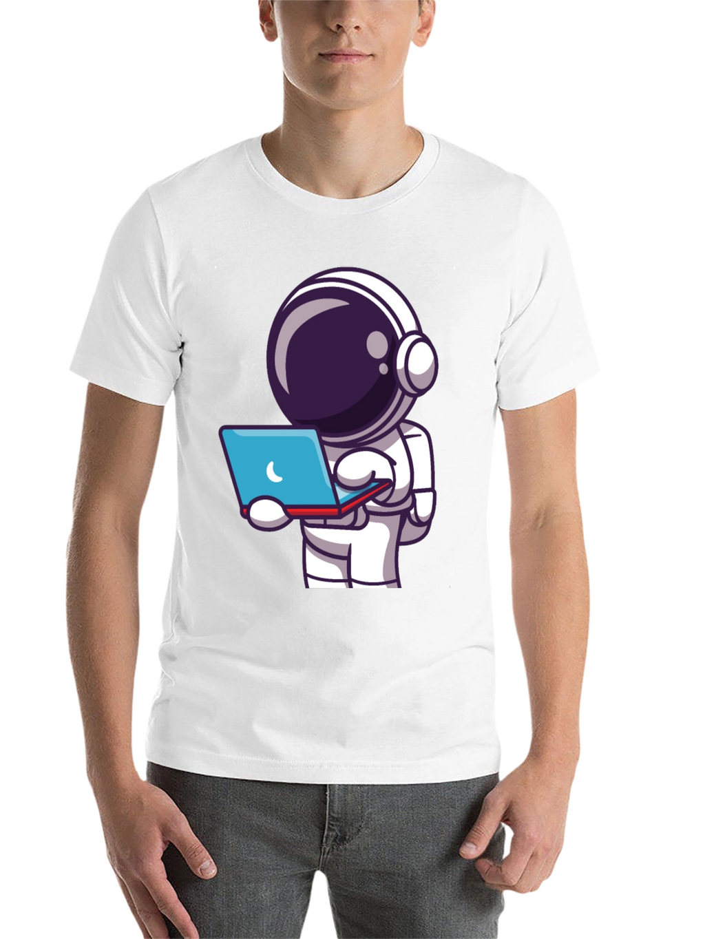 Astronaut Laptop T-Shirt - Space Explorer Tee