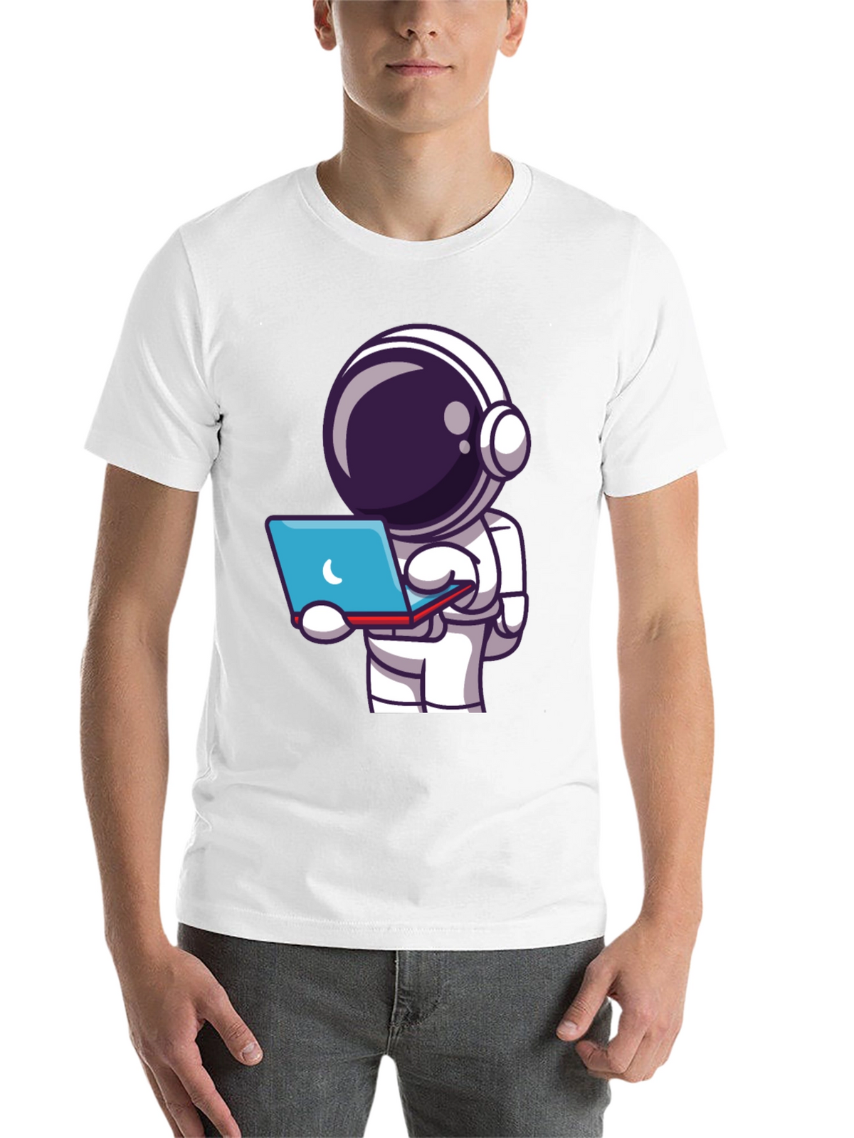 Astronaut Laptop T-Shirt - Space Explorer Tee