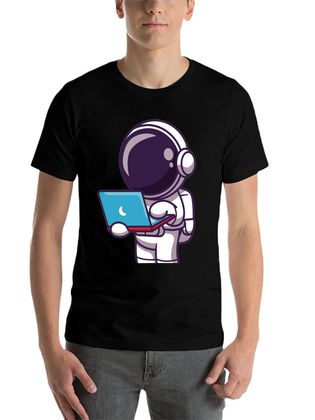 Astronaut Laptop T-Shirt - Space Explorer Tee