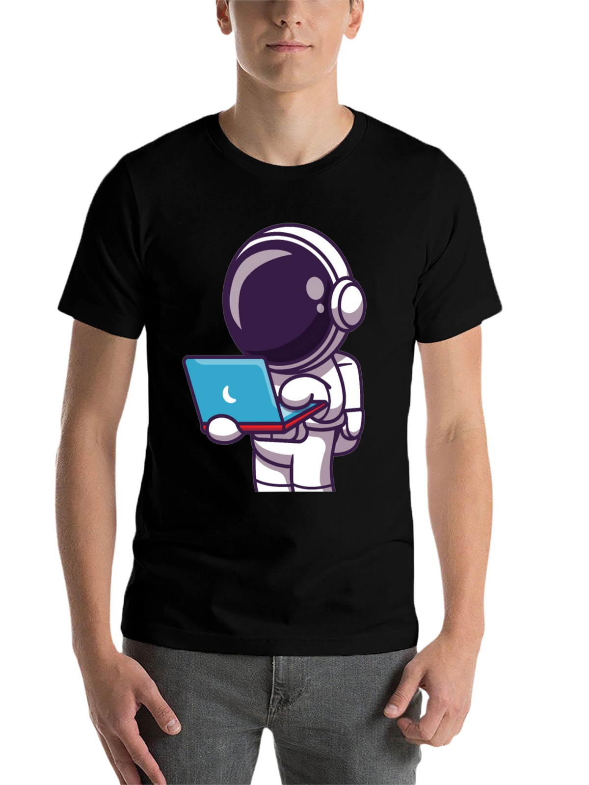 Astronaut Laptop T-Shirt - Space Explorer Tee