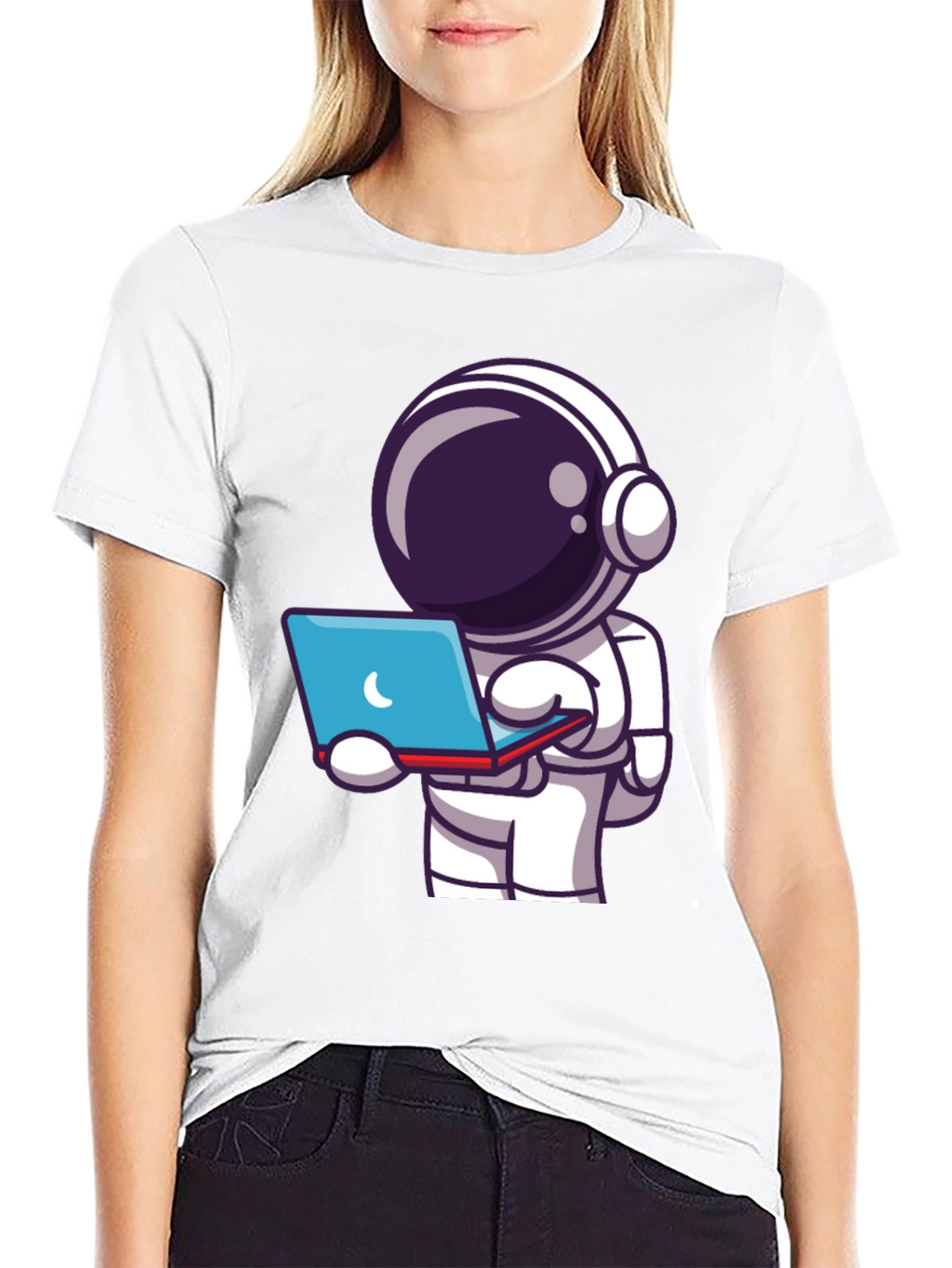 Astronaut Laptop T-Shirt - Space Explorer Tee