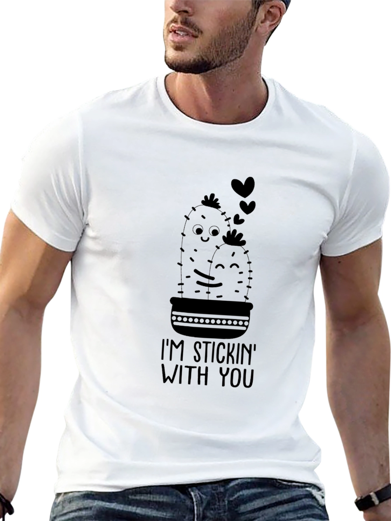 Stickin With You Cactus T-Shirt - Black
