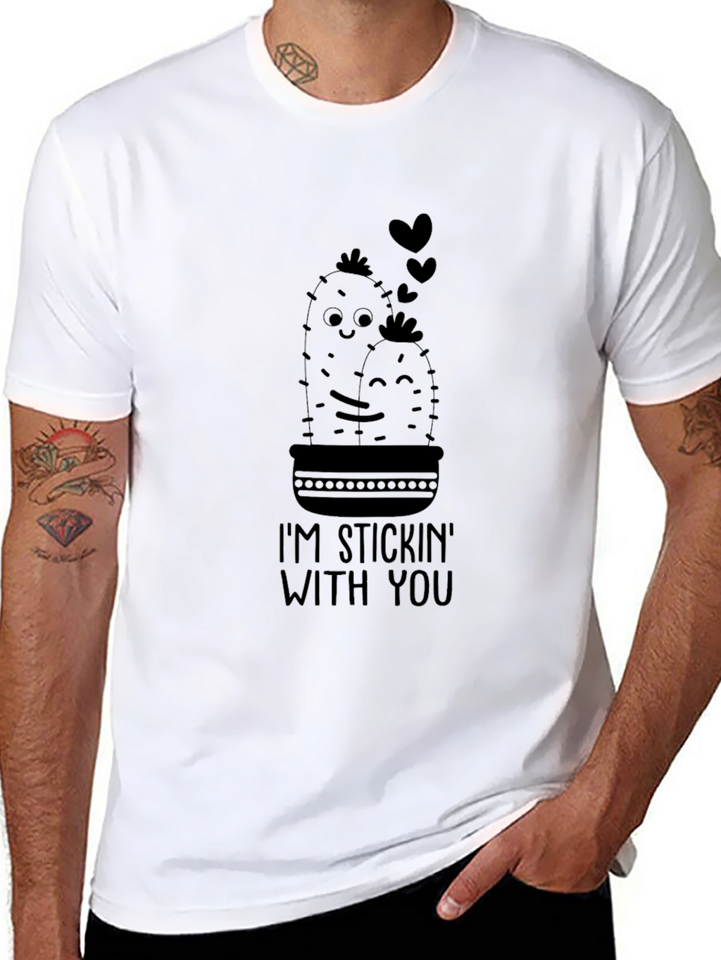 Stickin With You Cactus T-Shirt - Black