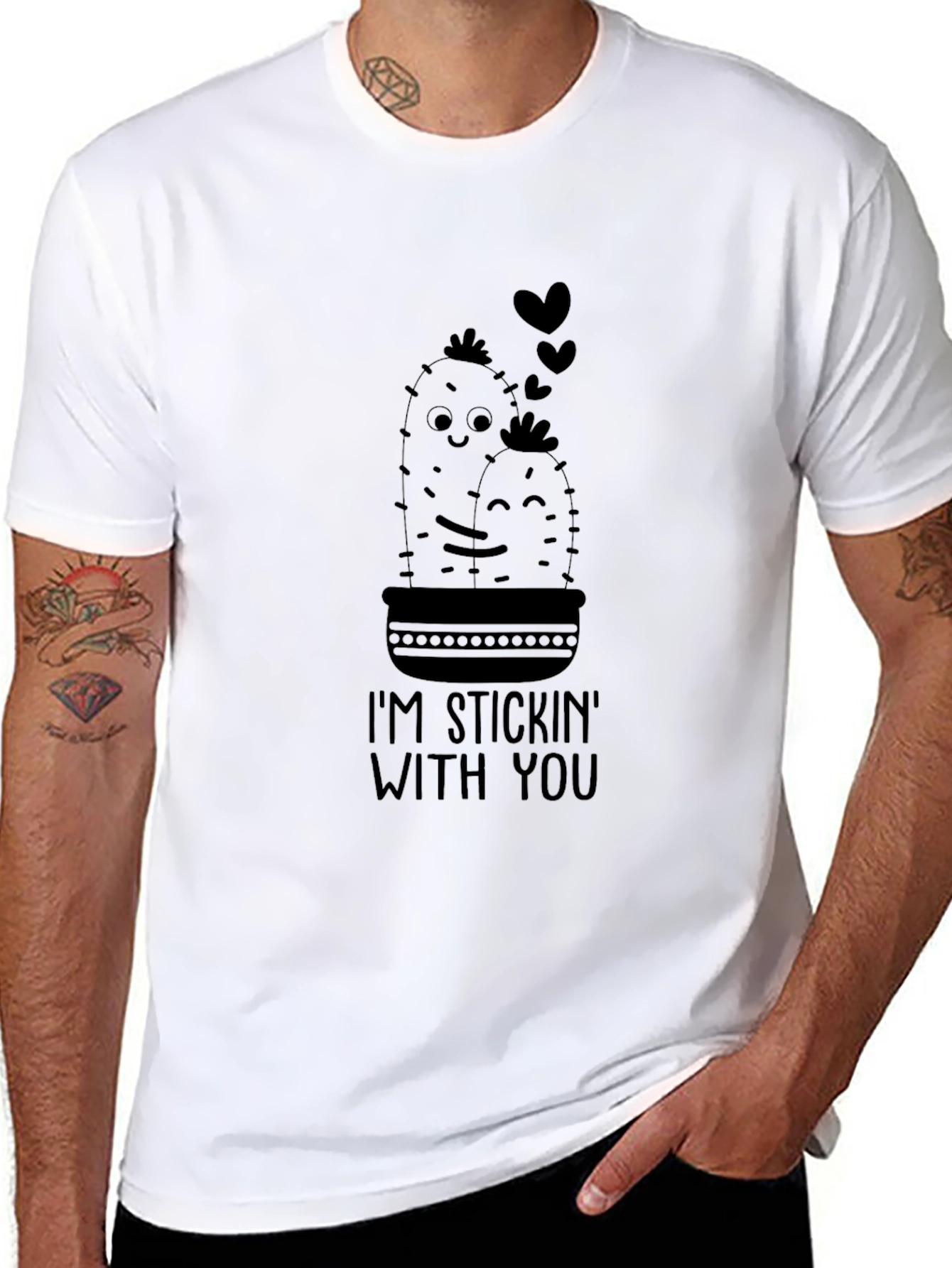Stickin With You Cactus T-Shirt - Black
