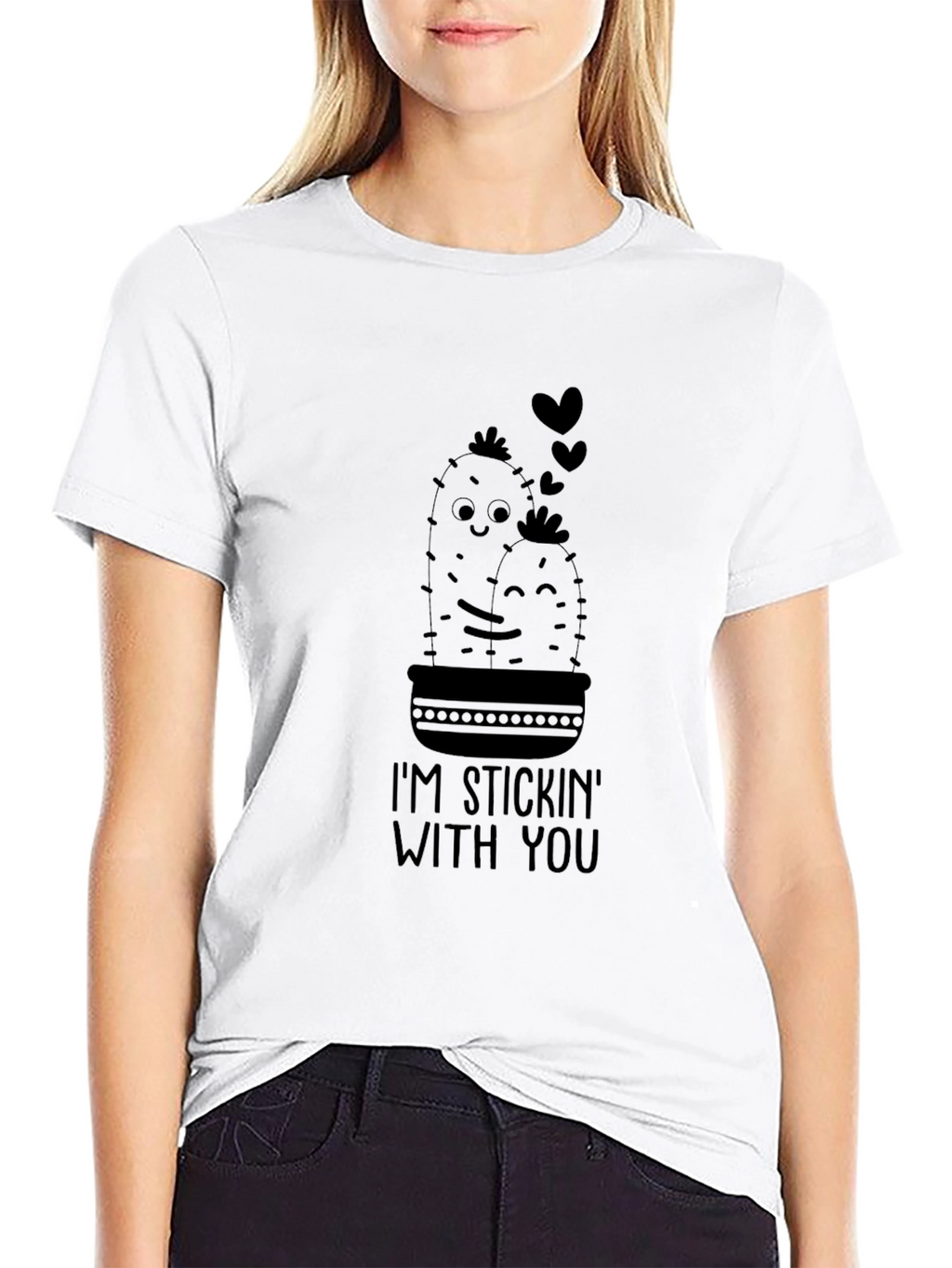 Stickin With You Cactus T-Shirt - Black
