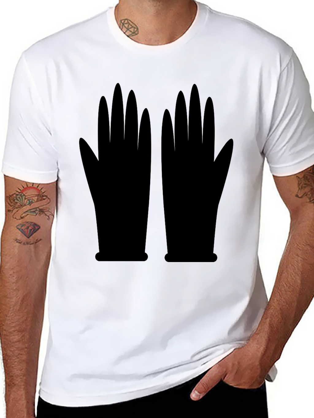 Graphic Gloves Black T-Shirt | Unique Statement Tee
