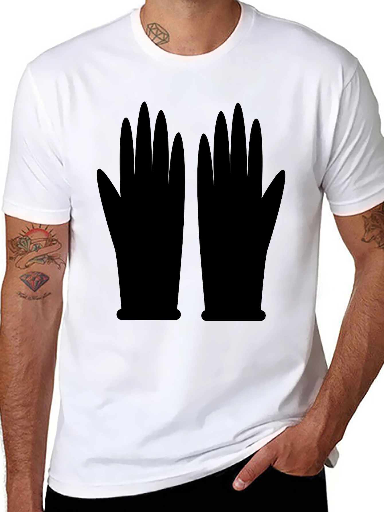 Graphic Gloves Black T-Shirt | Unique Statement Tee