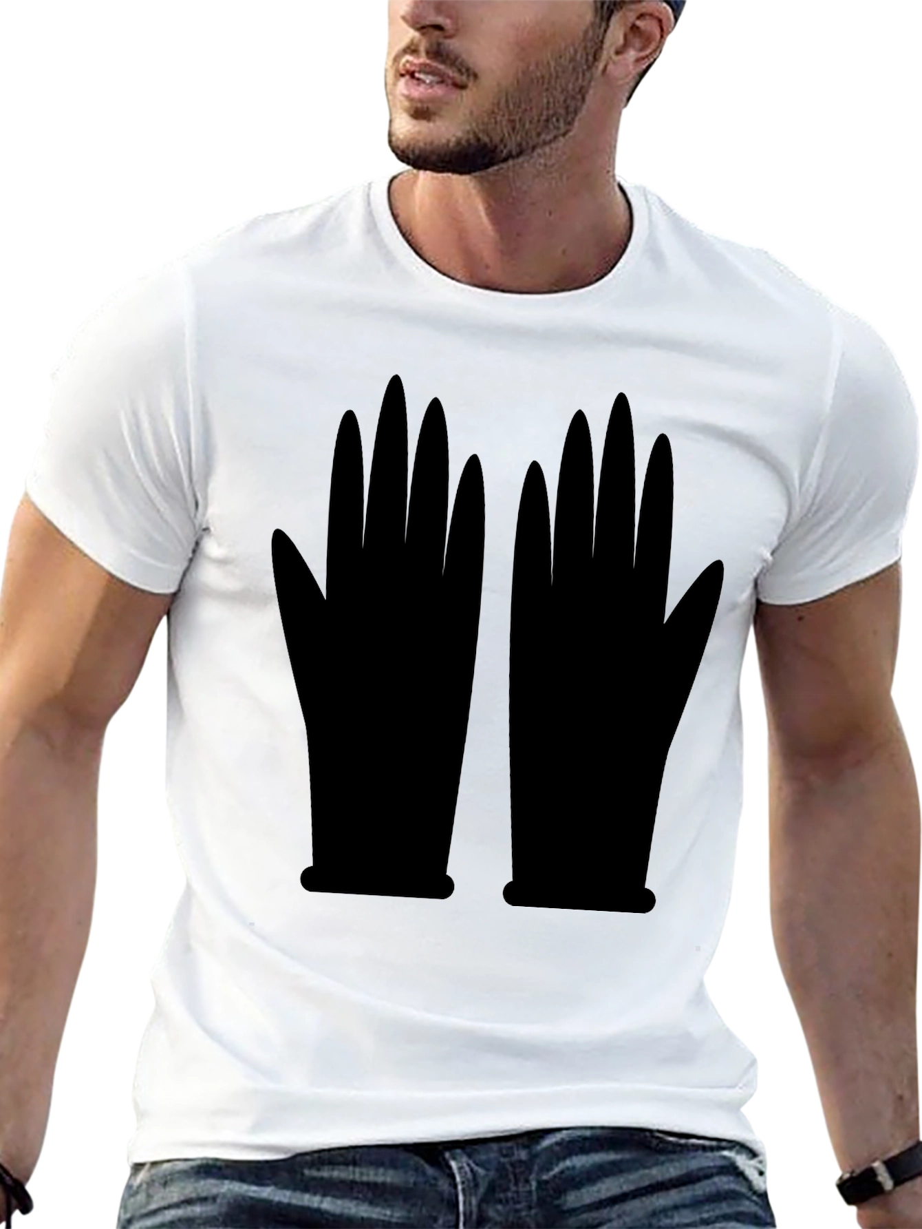 Graphic Gloves Black T-Shirt | Unique Statement Tee