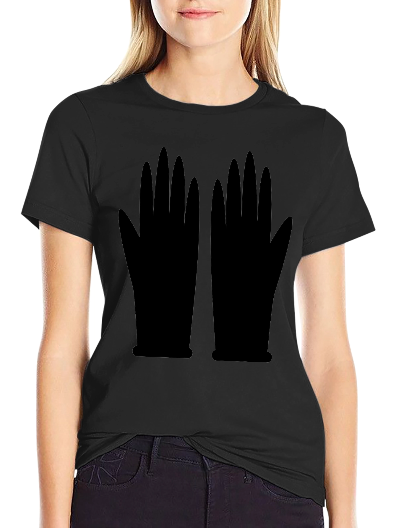 Graphic Gloves Black T-Shirt | Unique Statement Tee