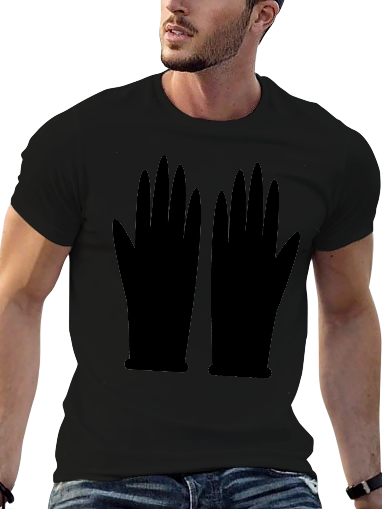 Graphic Gloves Black T-Shirt | Unique Statement Tee