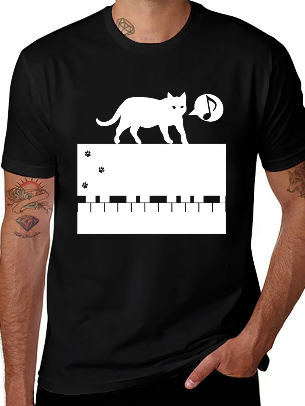 Cat Keyboard T-Shirt - Musical Cat Lover Tee