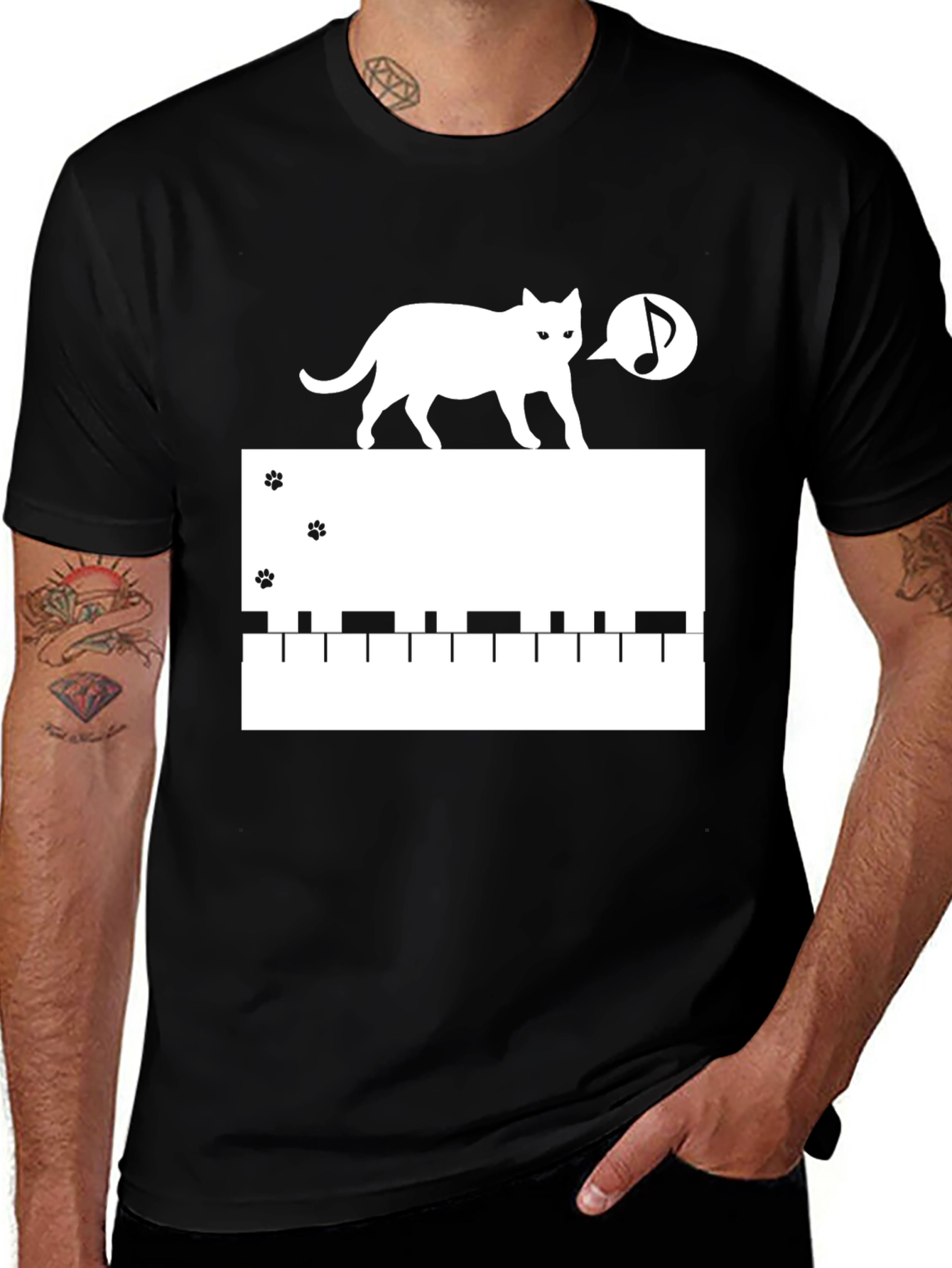 Cat Keyboard T-Shirt - Musical Cat Lover Tee