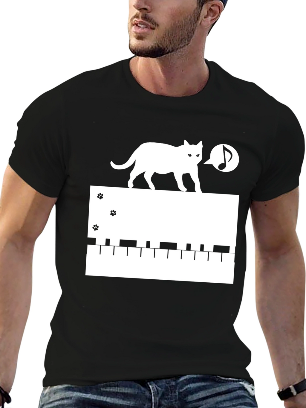 Cat Keyboard T-Shirt - Musical Cat Lover Tee