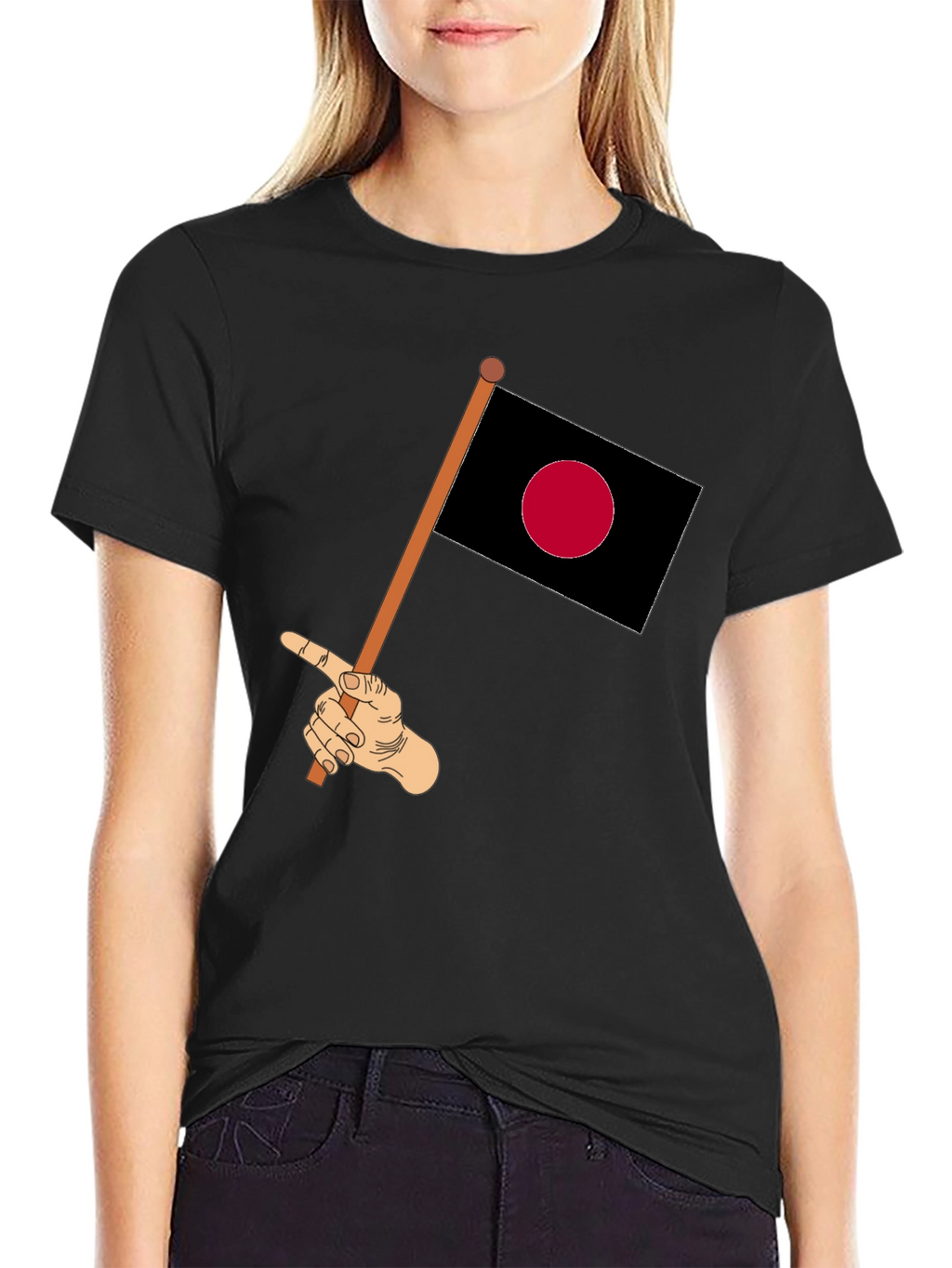 Japanese Flag Hand Graphic T-Shirt