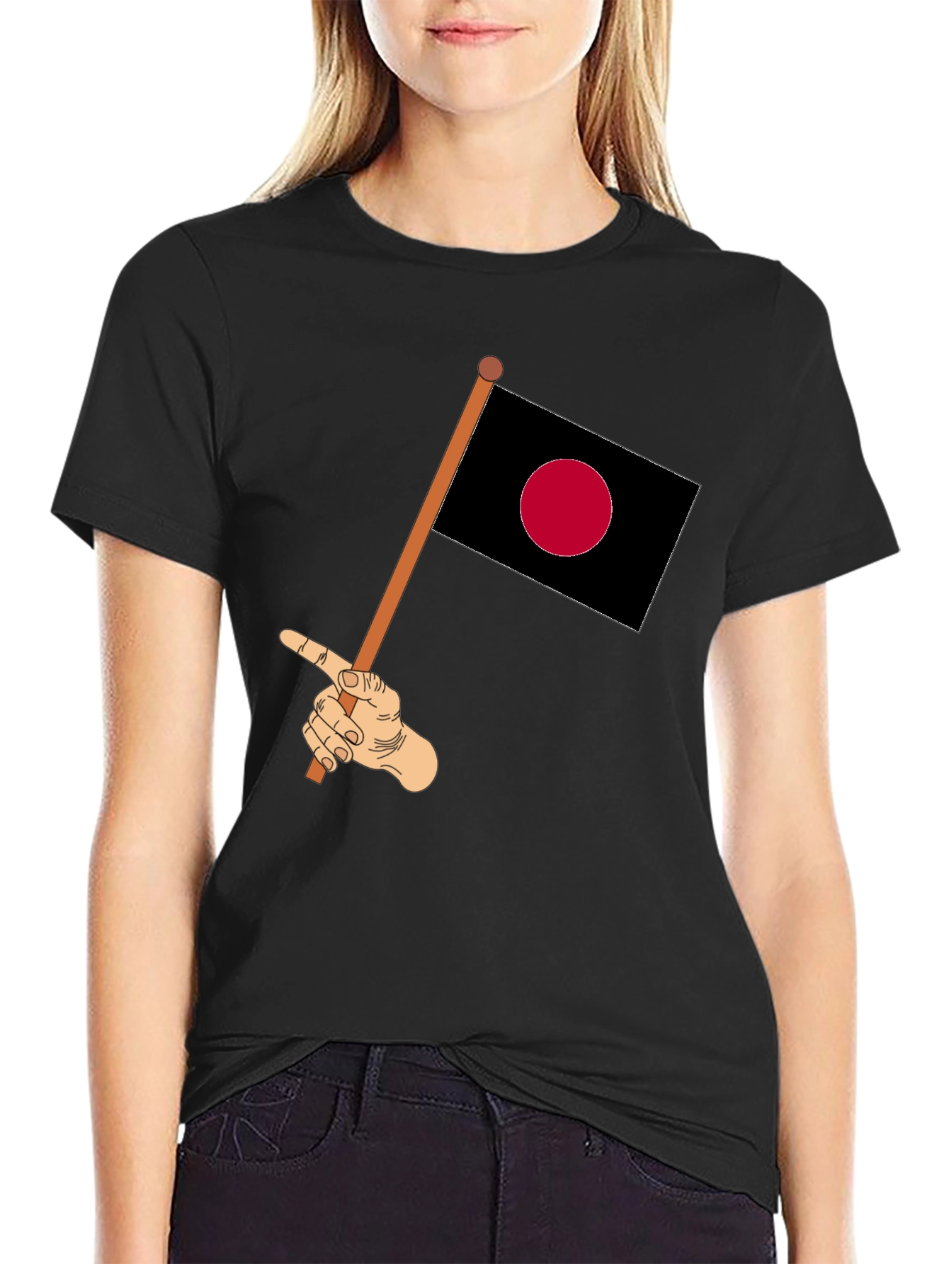 Japanese Flag Hand Graphic T-Shirt