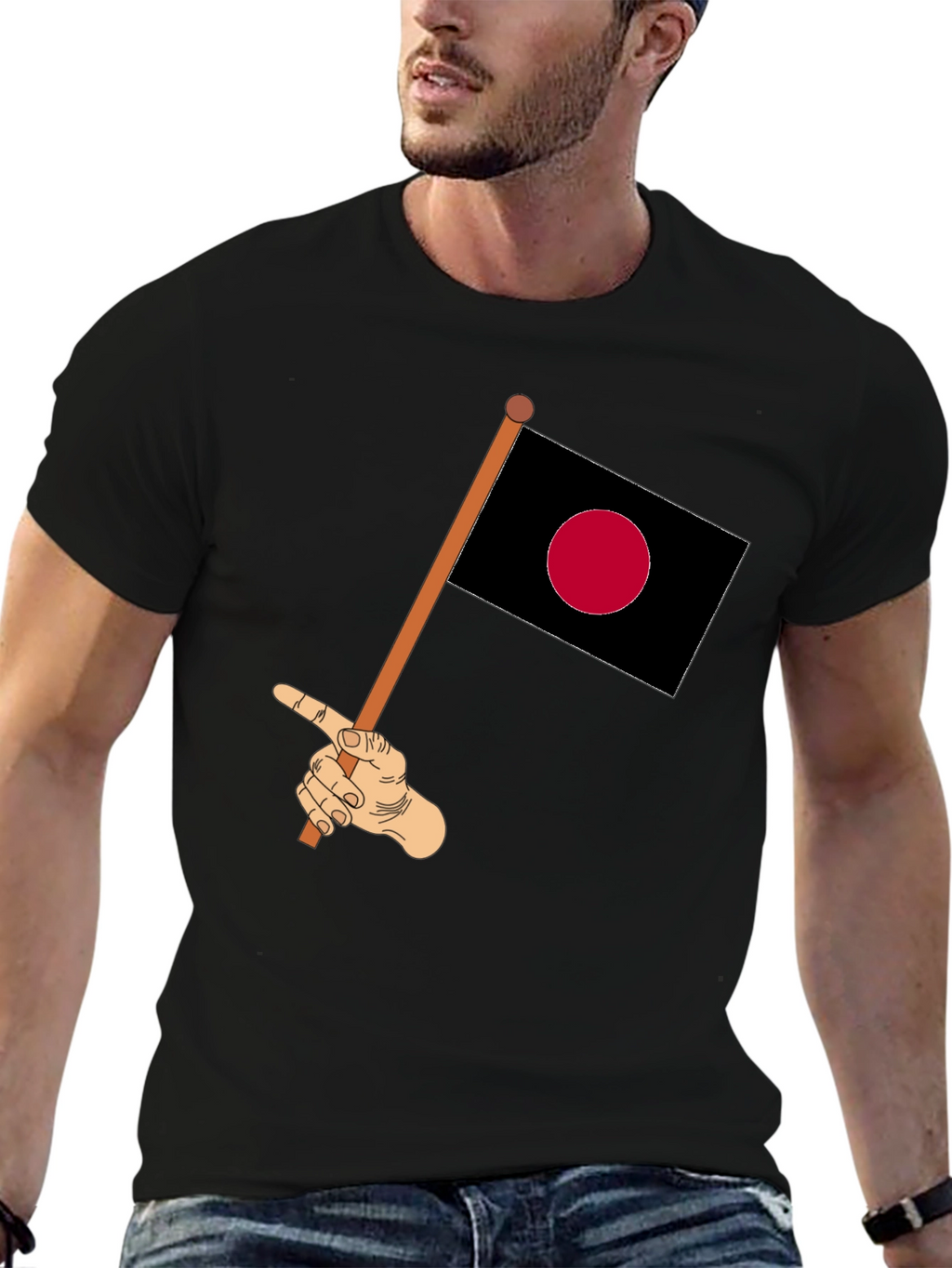 Japanese Flag Hand Graphic T-Shirt