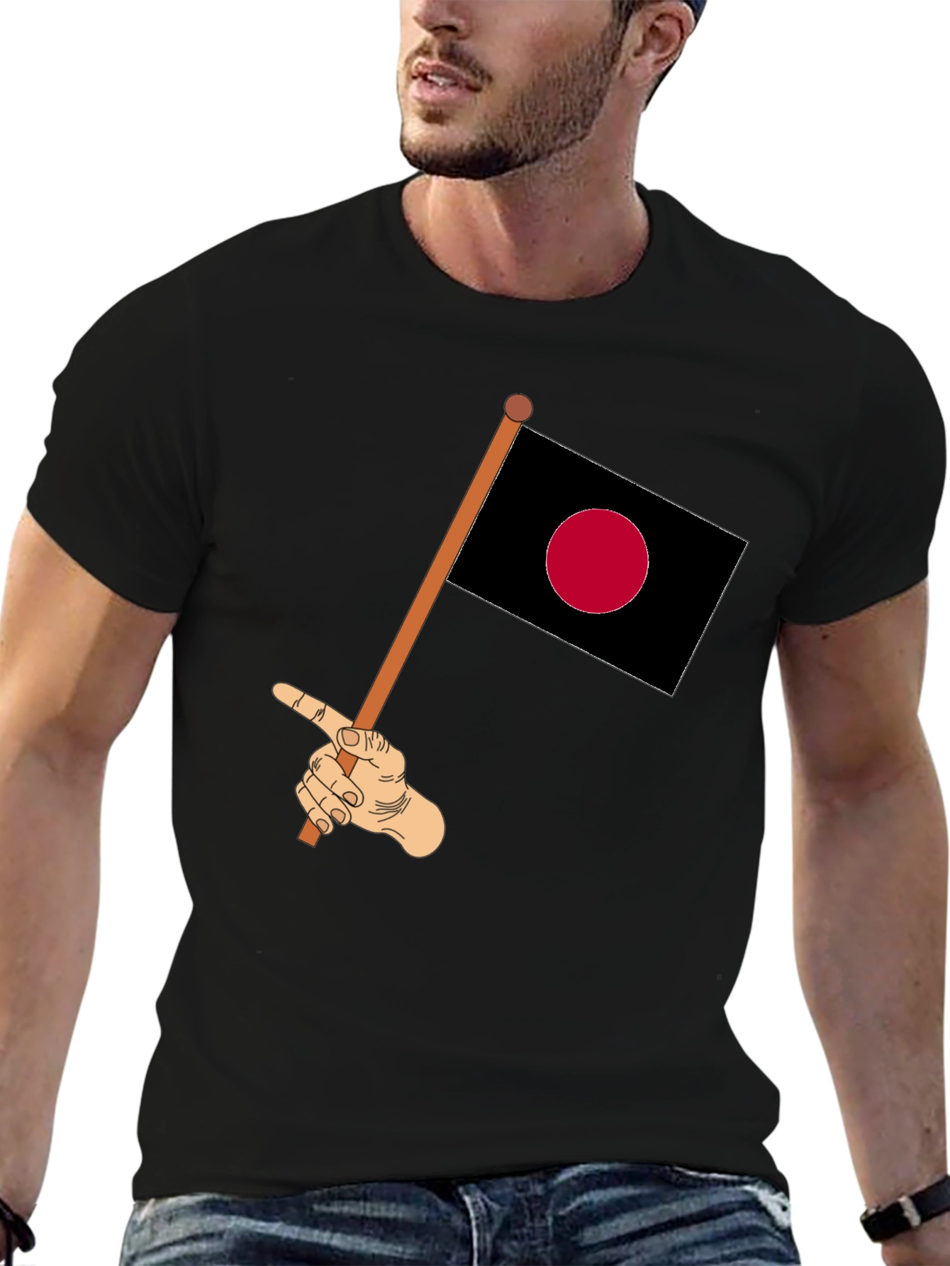 Japanese Flag Hand Graphic T-Shirt