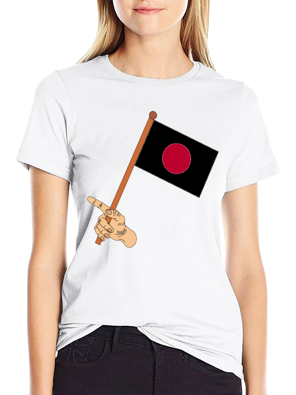 Japanese Flag Hand Graphic T-Shirt